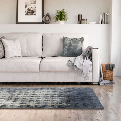 Deluxe Faux Fur Rug In Charcoal from B&Q
