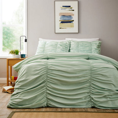  - Ruched Duvet Set In Sage GreenSuper King