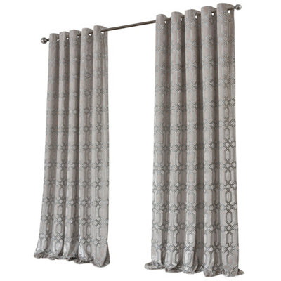  - Luxe Geo Velvet Eyelet Curtains In Champagne228Cm X 228Cm