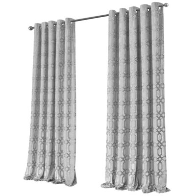  - Luxe Geo Velvet Eyelet Curtains In Grey228Cm X 228Cm