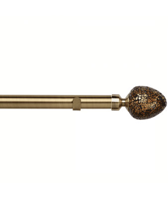 Unknown 28mm Fixed Length Metal Eyelet Curtain Pole Set In Antique BrassAlexia Finial250Cm from B&Q