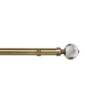 Unknown 28mm Fixed Length Metal Eyelet Curtain Pole Set In Antique BrassBella Finial290Cm from B&Q