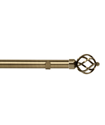 Unknown 28mm Fixed Length Metal Eyelet Curtain Pole Set In Antique BrassCage Finial180Cm from B&Q