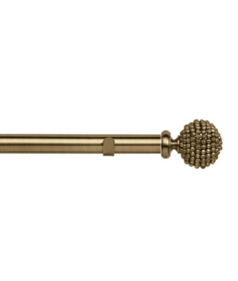 Unknown 28mm Fixed Length Metal Eyelet Curtain Pole Set In Antique BrassMia Finial370Cm from B&Q