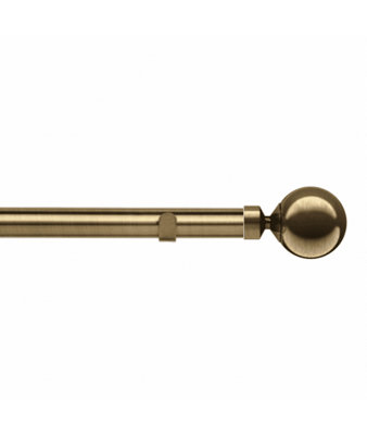 Unknown 28mm Fixed Length Metal Eyelet Curtain Pole Set In Antique BrassSphere Finial380Cm from B&Q