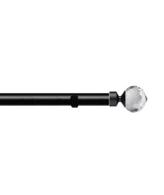 Unknown 28mm Fixed Length Metal Eyelet Curtain Pole Set In BlackBella Finial250Cm from B&Q