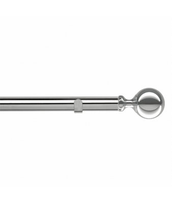 Unknown 28Mm Fixed Length Metal Eyelet Curtain Pole Set In Chrome - Ares Finial, 350Cm B&Q