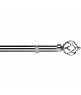 Unknown 28mm Fixed Length Metal Eyelet Curtain Pole Set In ChromeCage Finial140Cm from B&Q