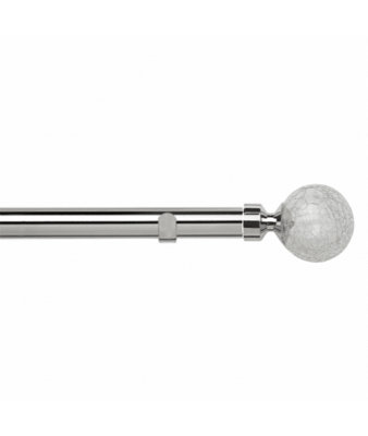 Unknown 28mm Fixed Length Metal Eyelet Curtain Pole Set In ChromeCrash Finial190Cm from B&Q