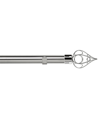 Unknown 28Mm Fixed Length Metal Eyelet Curtain Pole Set In Chrome - Divine Finial, 380Cm B&Q