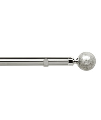 Unknown 28mm Fixed Length Metal Eyelet Curtain Pole Set In ChromeEmpire Finial200Cm from B&Q