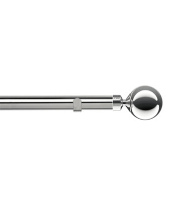 Unknown 28mm Fixed Length Metal Eyelet Curtain Pole Set In ChromeMet Ball Finial80Cm from B&Q