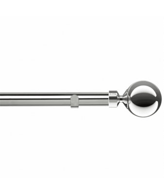 Unknown 28mm Fixed Length Metal Eyelet Curtain Pole Set In ChromeSphere Finial250Cm from B&Q