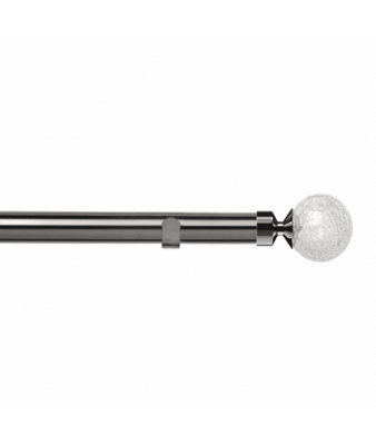 Unknown 28mm Fixed Length Metal Eyelet Curtain Pole Set In Polished GraphiteCrash Finial360Cm from B&Q