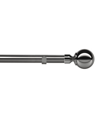 Unknown 28mm Fixed Length Metal Eyelet Curtain Pole Set In Polished GraphiteMet Ball Finial170Cm from B&Q