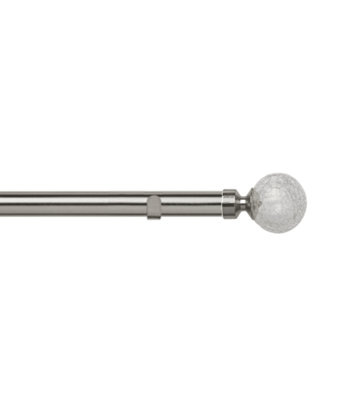 Unknown 28mm Fixed Length Metal Eyelet Curtain Pole Set In Satin SilverCrash Finial270Cm from B&Q