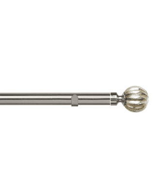 Unknown 28mm Fixed Length Metal Eyelet Curtain Pole Set In Satin SilverDynasty Finial290Cm from B&Q