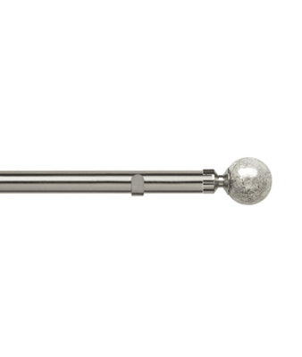 Unknown 28mm Fixed Length Metal Eyelet Curtain Pole Set In Satin SilverEmpire Finial250Cm from B&Q