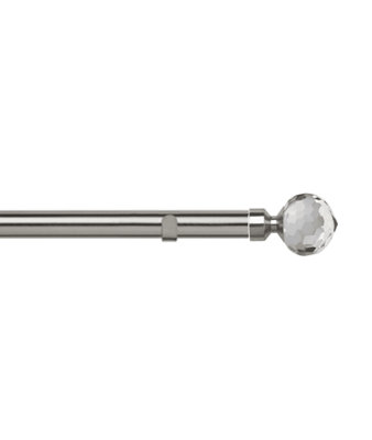 Unknown 28mm Fixed Length Metal Eyelet Curtain Pole Set In Satin SilverBella Finial280Cm from B&Q