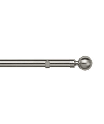 Unknown 28mm Fixed Length Metal Eyelet Curtain Pole Set In Satin SilverMet Ball Finial370Cm from B&Q