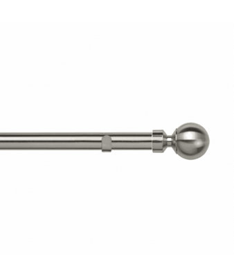Unknown 28mm Fixed Length Metal Eyelet Curtain Pole Set In Satin SilverSphere Finial50Cm from B&Q