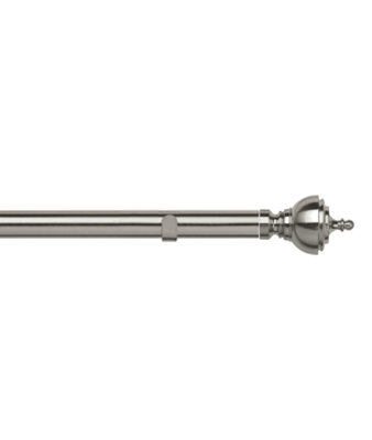 Unknown 28mm Fixed Length Metal Eyelet Curtain Pole Set In Satin SilverVienna Finial340Cm from B&Q