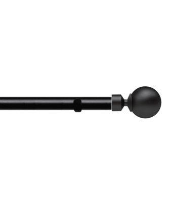 Unknown 28mm Fixed Length Metal Eyelet Curtain Pole Set In BlackMet Ball Finial220Cm from B&Q