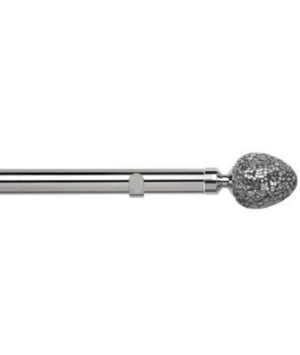 Unknown 28mm Fixed Length Metal Eyelet Curtain Pole Set In Satin SilverAlexia Finial200Cm from B&Q