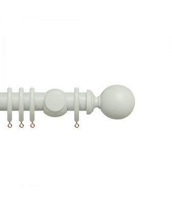 Premium 35mm Wooden Curtain Pole SetChalk White 450Cm from B&Q