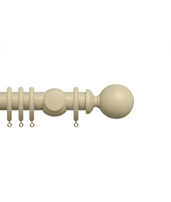 Premium 35mm Wooden Curtain Pole SetCotton Cream 390Cm from B&Q