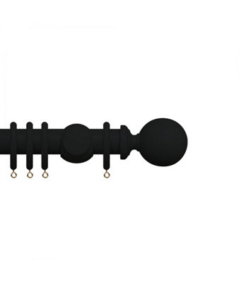 Premium 35mm Wooden Curtain Pole SetCoal Black 380Cm from B&Q