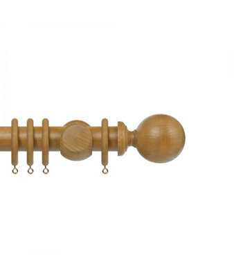 Premium 35mm Wooden Curtain Pole SetLight Oak 70Cm from B&Q