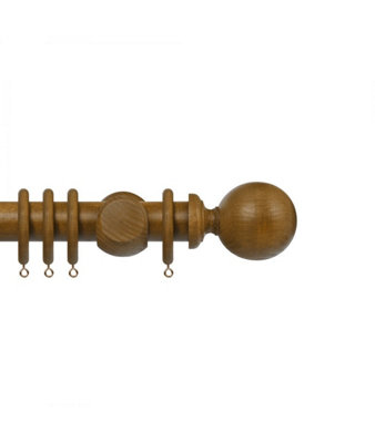 Premium 35mm Wooden Curtain Pole SetLight Oak 480Cm from B&Q