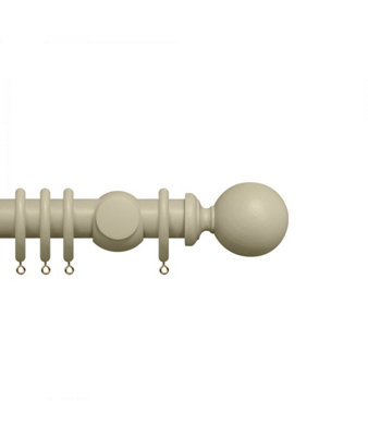 Premium 35mm Wooden Curtain Pole SetStone Grey 330Cm from B&Q