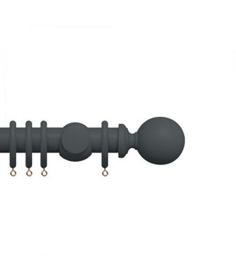 Premium 35mm Wooden Curtain Pole SetSlate Grey 420Cm from B&Q