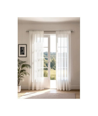  - Sheer Slot Top Voile Curtains In White