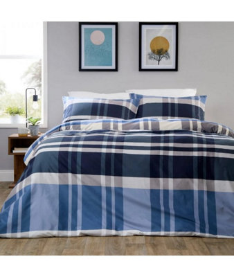 Dylan Check Duvet Set In BlueKing from B&Q