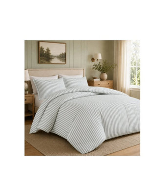 Malham Stripe Duvet Set In GreyKing from B&Q