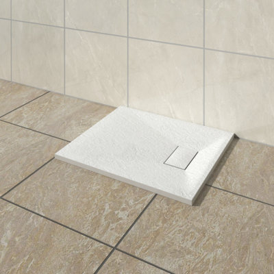 Vruc Wetroom Shower Enclosure Tray Rectangular Smc Slate Effect 900X700mm White from B&Q