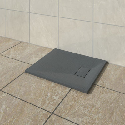 Vruc Wetroom Shower Enclosure Tray Rectangular Smc Slate Effect 900X700mm Anthracite from B&Q