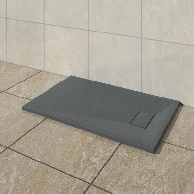 Vruc Wetroom Shower Enclosure Tray Rectangular Smc Slate Effect 1200X700mm Anthracite from B&Q