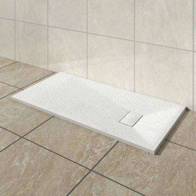 Vruc Wetroom Shower Enclosure Tray Rectangular Smc Slate Effect 1400X700mm White from B&Q