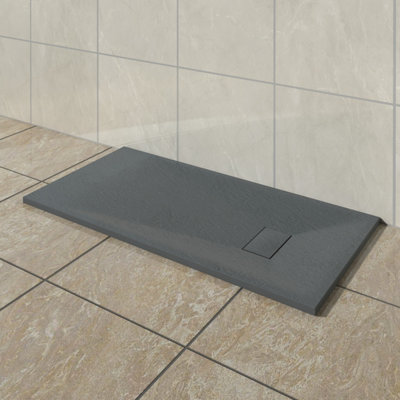 Vruc Wetroom Shower Enclosure Tray Rectangular Smc Slate Effect 1600X700mm Anthracite from B&Q