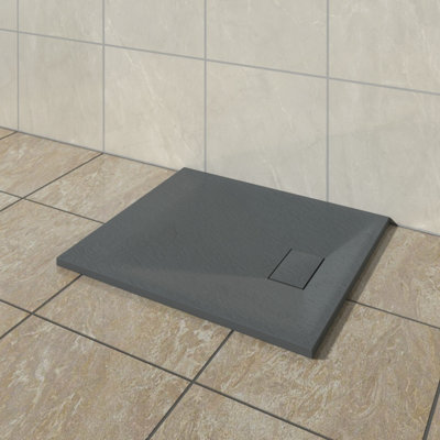 Vruc Wetroom Shower Enclosure Tray Rectangular Smc Slate Effect 900X800mm Anthracite from B&Q