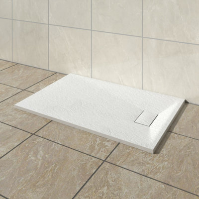 Vruc Wetroom Shower Enclosure Tray Rectangular Smc Slate Effect 1200X800mm White from B&Q