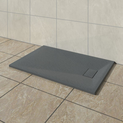 Vruc Wetroom Shower Enclosure Tray Rectangular Smc Slate Effect 1300X800mm Anthracite from B&Q