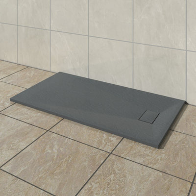 Vruc Wetroom Shower Enclosure Tray Rectangular Smc Slate Effect 1600X800mm Anthracite from B&Q