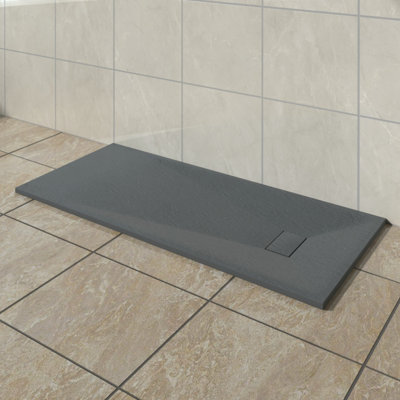 Vruc Wetroom Shower Enclosure Tray Rectangular Smc Slate Effect 1700X800mm Anthracite from B&Q