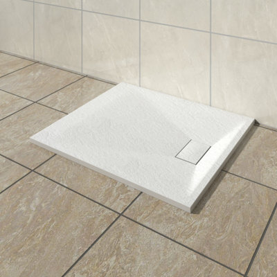 Vruc Wetroom Shower Enclosure Tray Rectangular Smc Slate Effect 1000X900mm White from B&Q