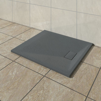 Vruc Wetroom Shower Enclosure Tray Rectangular Smc Slate Effect 1000X900mm Anthracite from B&Q